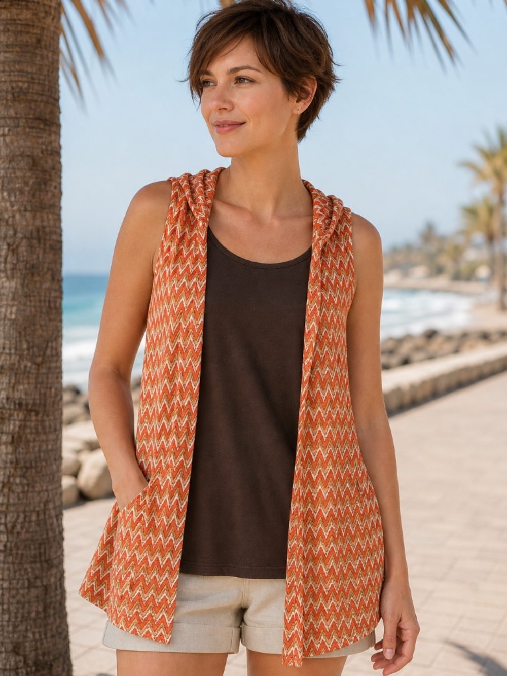 PerSeption Concept Faux-Wrap Vest & Tank 2-in-1 Top — Size XL